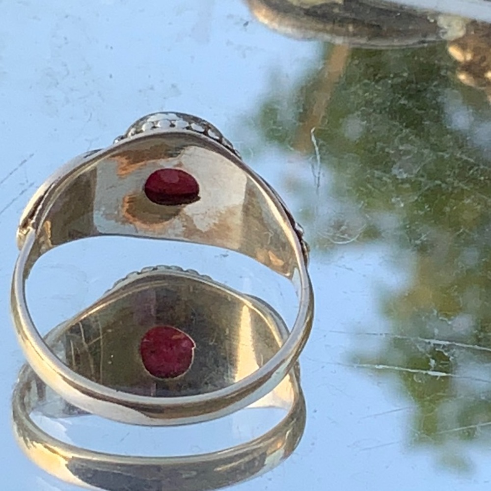 BOUTIQUE NATURAL FACETED RUBY 925 SILVER RING, 8.5 - Picture 6 of 13
